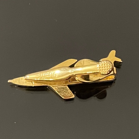 SWANK Vintage Gold Tone Airplane Tie Clip - Picture 4 of 9